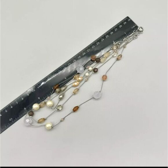 Lia Sophia Necklace Bellini Earth Tone Beaded Layered Triple Strand 18 Inch NWOT - Picture 8 of 8